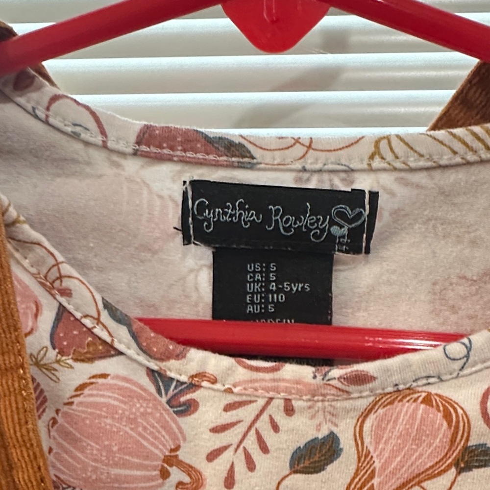 Cynthia Rowley Pumpkin Top with Brown Corduroy Overall dress‎ - Picture 2 of 4